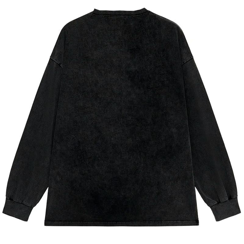 Kyoto-Lion Up Caffeine Down Depression Washed Long Sleeve T-Shirt