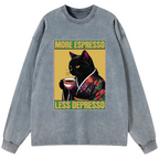 Kyoto-Lion Up Caffeine Down Depression Washed Long Sleeve T-Shirt