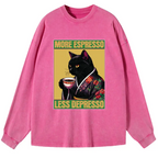 Kyoto-Lion Up Caffeine Down Depression Washed Long Sleeve T-Shirt