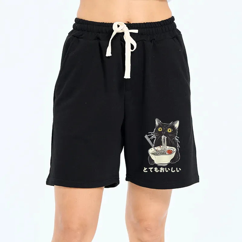 Kyoto-Lion Cats Eat Ramen Noodles Unisex Shorts