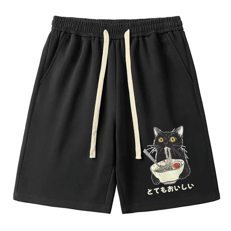Kyoto-Lion Cats Eat Ramen Noodles Unisex Shorts