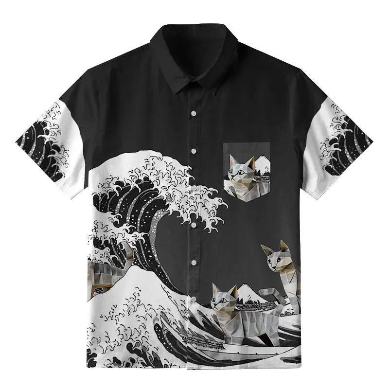 Unisex Japanese Button-up Shirt On Sale