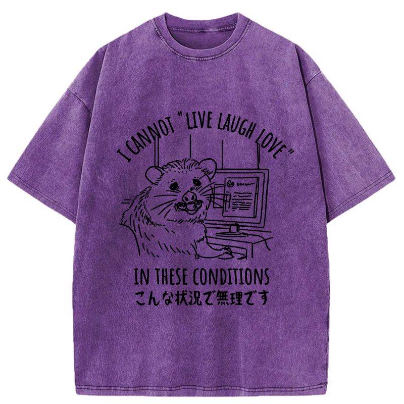 Kyoto-Lion I Can't Live Laugh or Love Washed T-Shirt