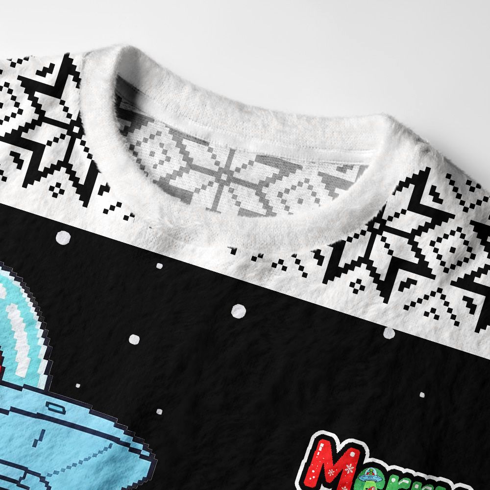 Kyoto-Lion Funny Alien Christmas Fuzzy Christmas Ugly Sweatshirt