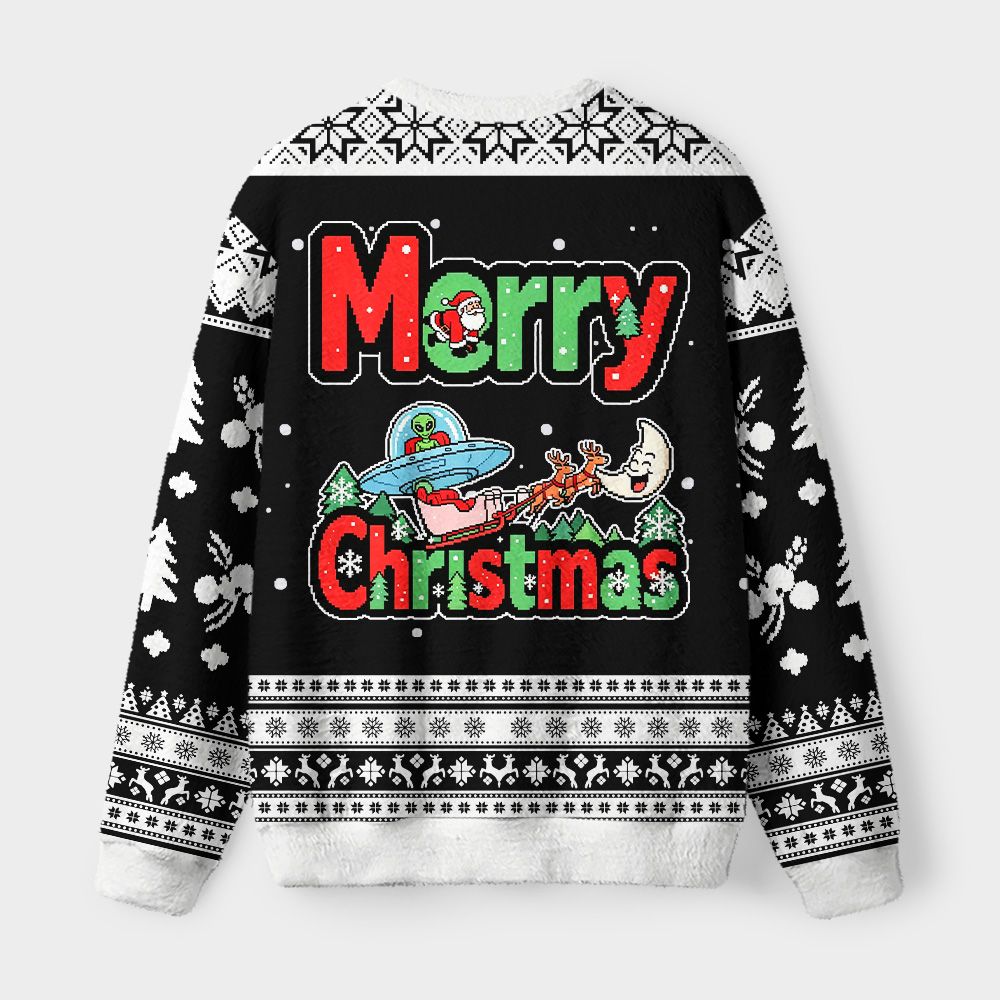 Kyoto-Lion Funny Alien Christmas Fuzzy Christmas Ugly Sweatshirt