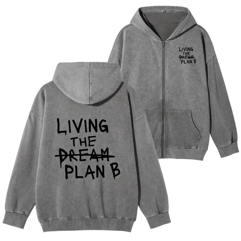 Japanese washed zip hoodie for streetwear