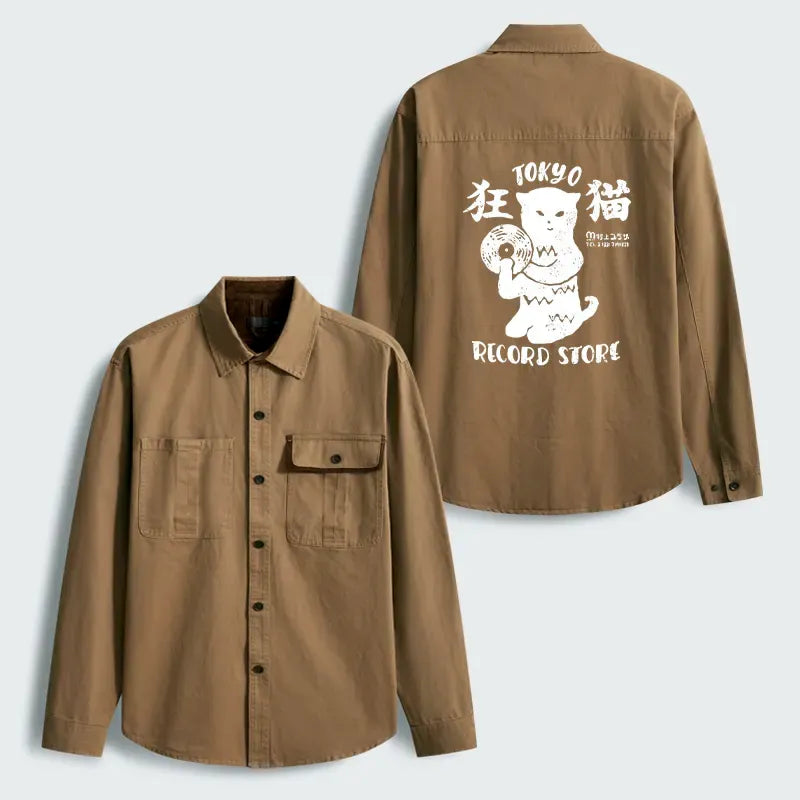 Japanese Cat Corduroy Work Jacket for Men