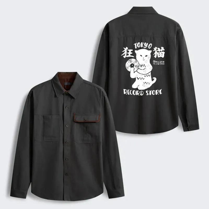 Japanese Cat Corduroy Work Jacket for Men
