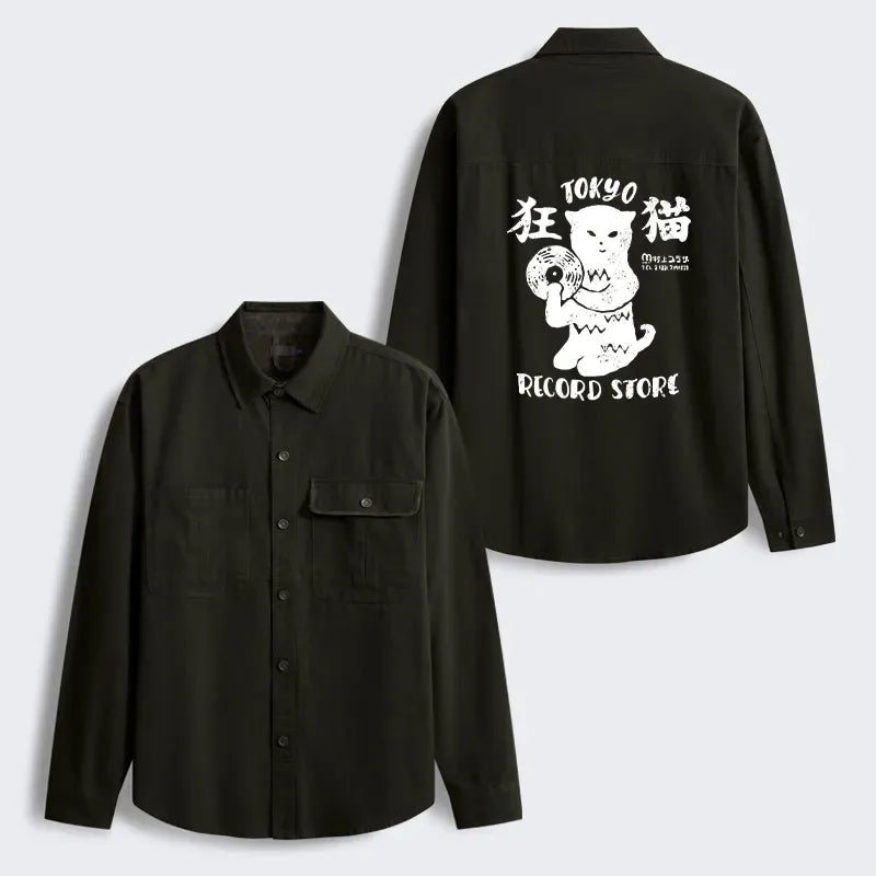 Kyoto-Lion Tokyo Record Store Cat CD Men's Corduroy Work Jacket