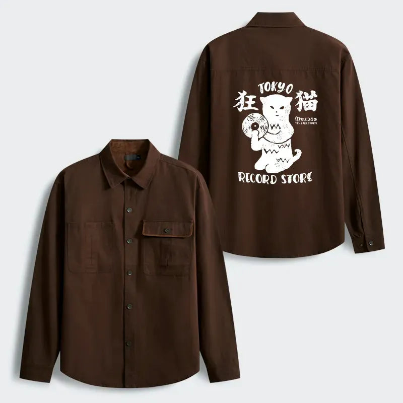 Kyoto-Lion Tokyo Record Store Cat CD Men's Corduroy Work Jacket
