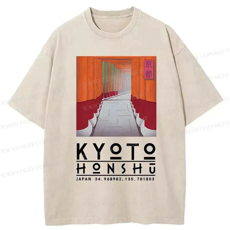 Kyoto lion washed t-shirt for daily wear