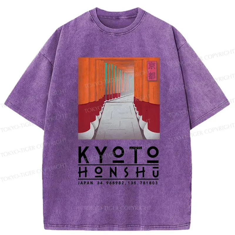 Japanese vintage Kyoto attractions t-shirt
