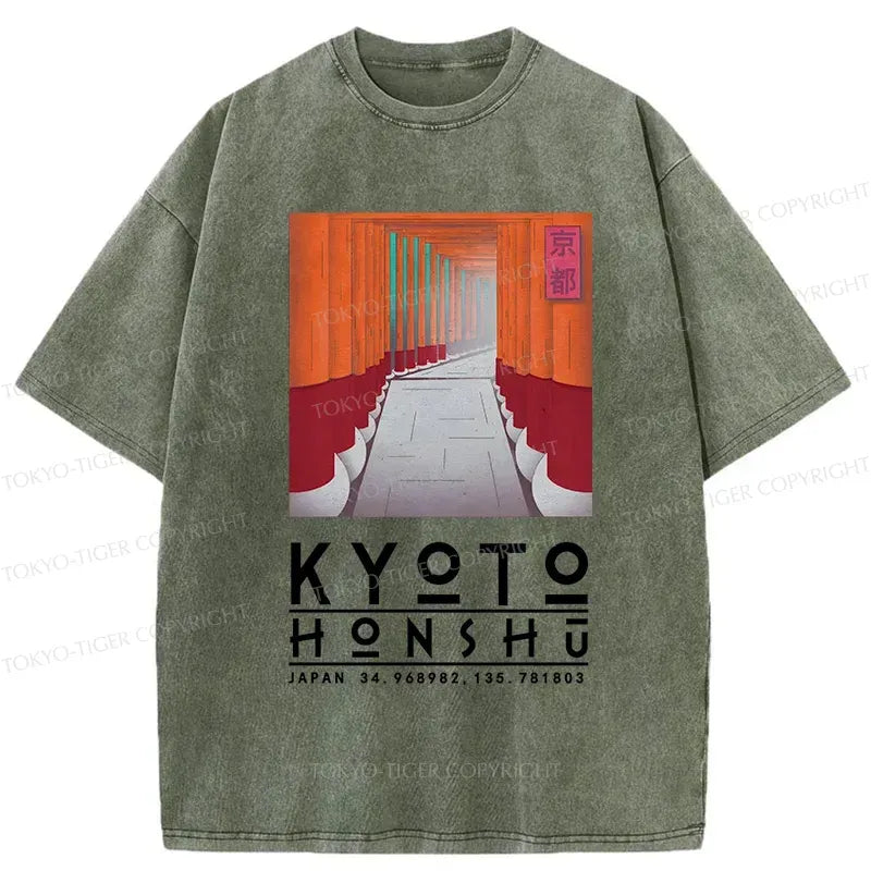 Kyoto-Lion Kyoto Attractions Washed T-Shirt