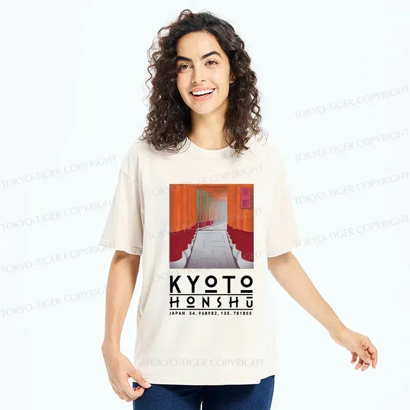 Japanese vintage Kyoto attractions t-shirt