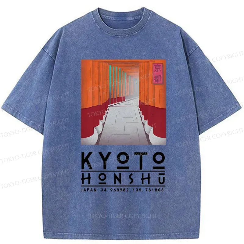 Kyoto-Lion Kyoto Attractions Washed T-Shirt
