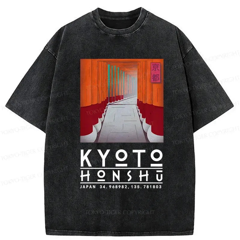 Kyoto lion washed t-shirt for daily wear
