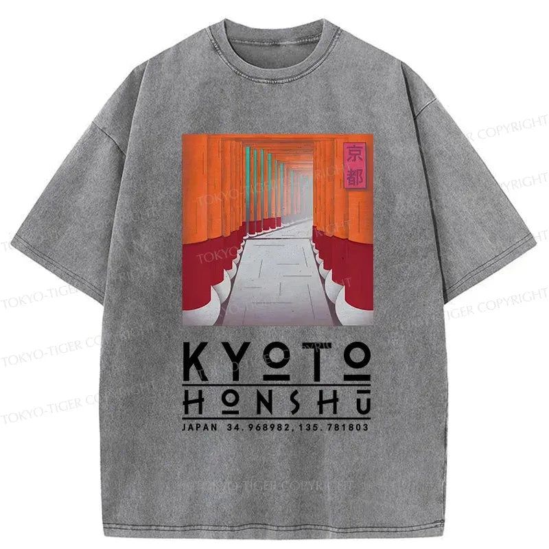 Kyoto-Lion Kyoto Attractions Washed T-Shirt