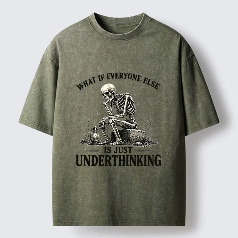 Kyoto-Lion Skeleton Deep Thought Meme Washed T-Shirt