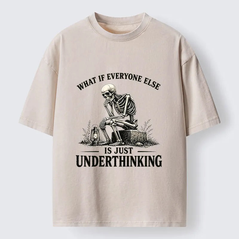 Kyoto-Lion Skeleton Deep Thought Meme Washed T-Shirt