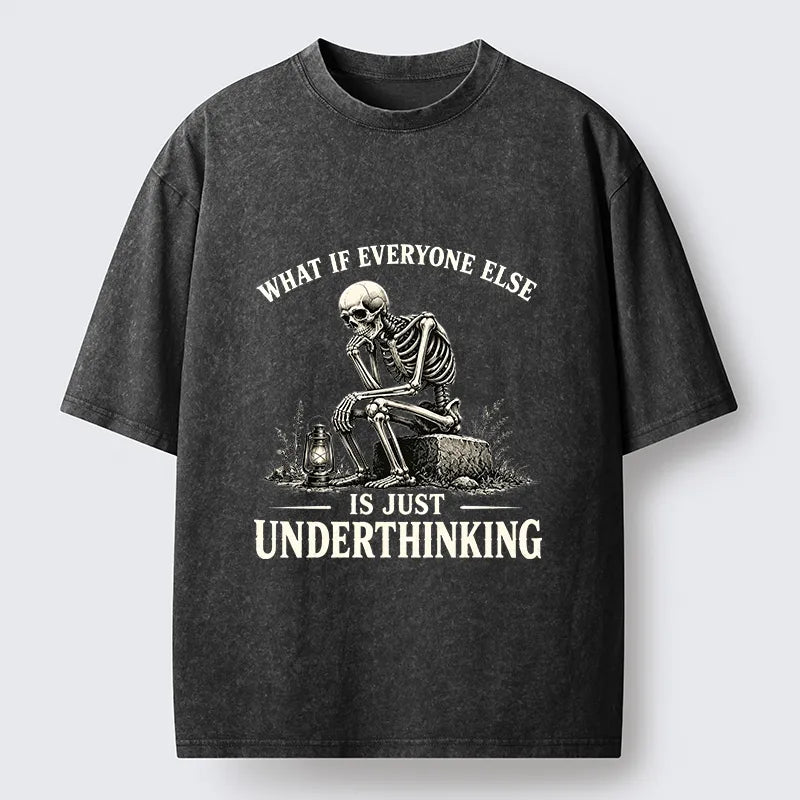Kyoto-Lion Skeleton Deep Thought Meme Washed T-Shirt