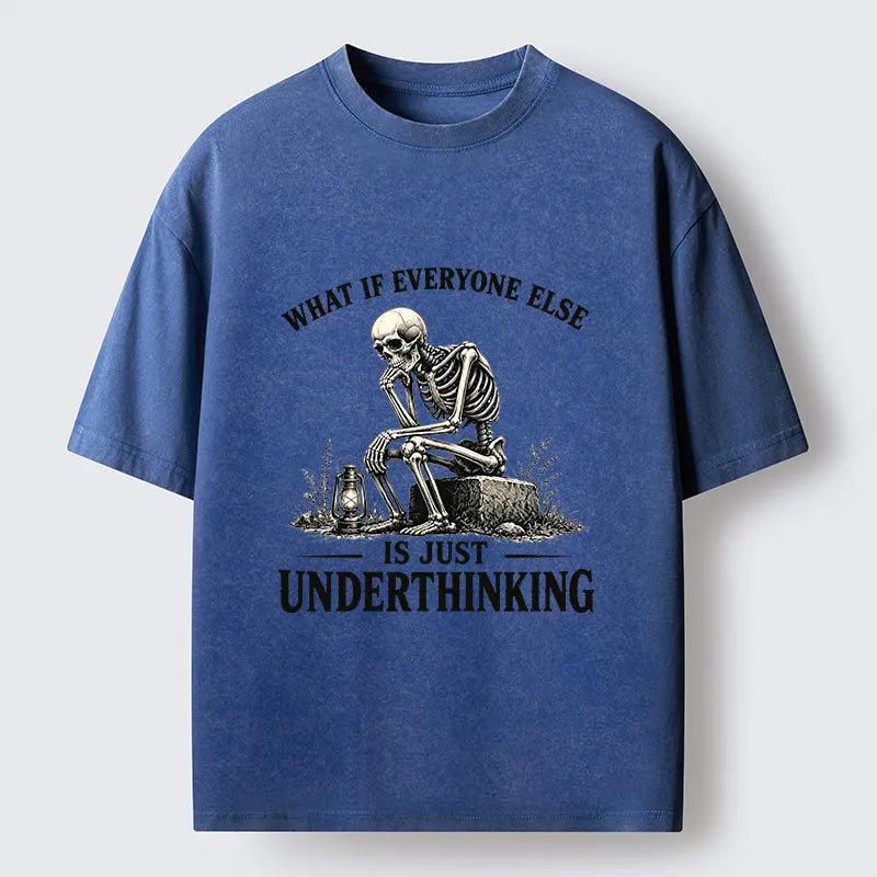 Kyoto-Lion Skeleton Deep Thought Meme Washed T-Shirt