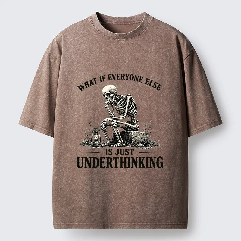 Kyoto-Lion Skeleton Deep Thought Meme Washed T-Shirt