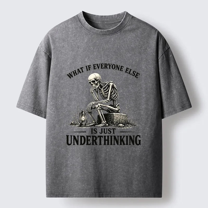 Kyoto-Lion Skeleton Deep Thought Meme Washed T-Shirt