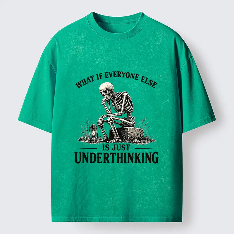 Kyoto-Lion Skeleton Deep Thought Meme Washed T-Shirt