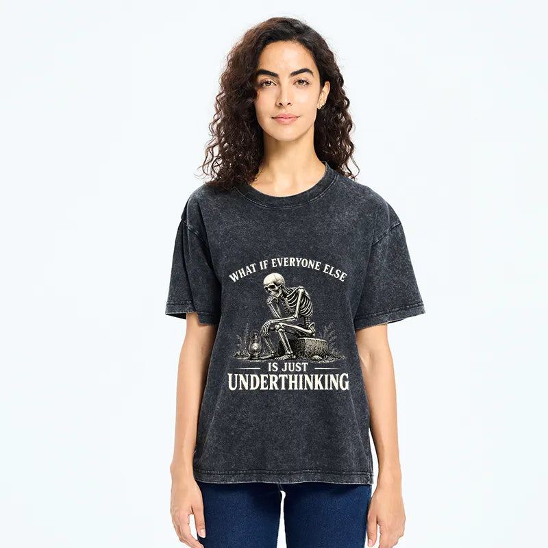 Kyoto-Lion Skeleton Deep Thought Meme Washed T-Shirt