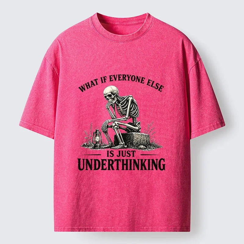 Kyoto-Lion Skeleton Deep Thought Meme Washed T-Shirt