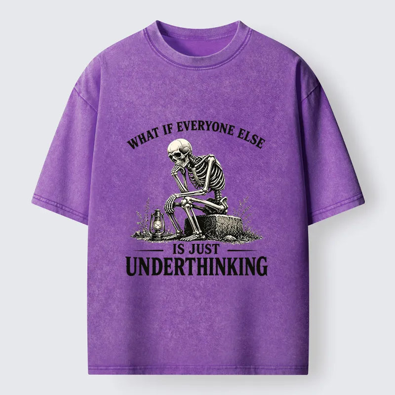 Kyoto-Lion Skeleton Deep Thought Meme Washed T-Shirt