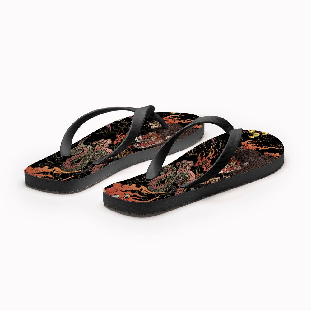 Kyoto Lion Japanese Print Flip Flops
