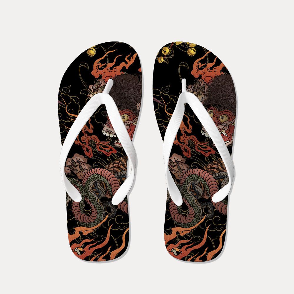 Kyoto Lion Japanese Print Flip Flops