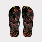 Kyoto-Lion Japanese Yokai And Skeletons Flip Flops