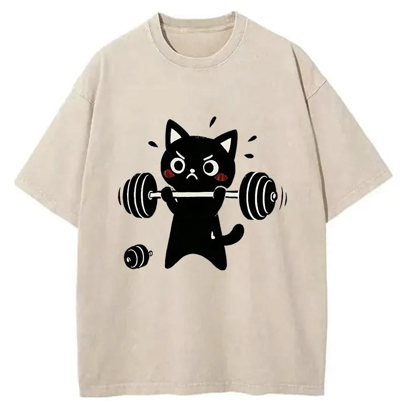 Vintage Unisex Black Cat T-Shirt for Streetwear
