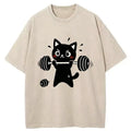 Vintage Unisex Black Cat T-Shirt for Streetwear