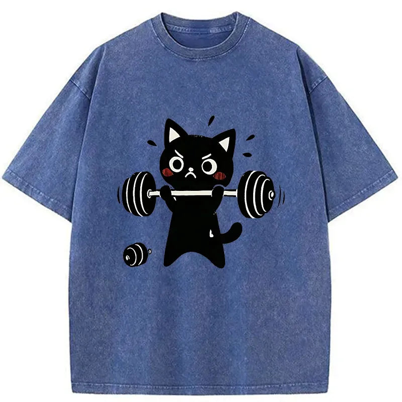 Soft Cotton Black Cat T-Shirt for Summer Vacation