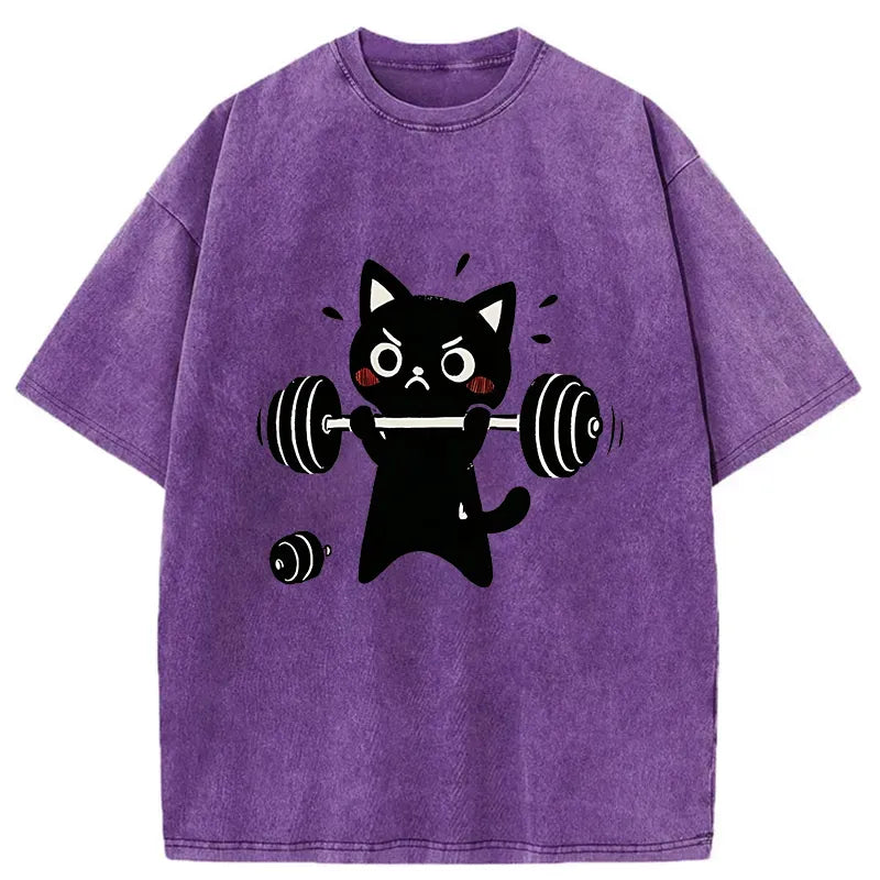 Kyoto-Lion Black Cat Exercise Washed T-Shirt