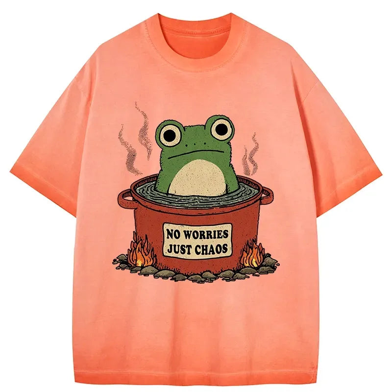 Kyoto-Lion Frog£ºNo Worries£¬Just Chaos Gradient Washed T-Shirt