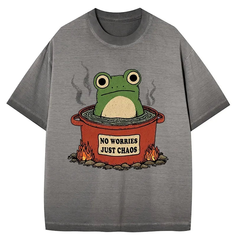 no worries just chaos japanese frog t shirt
