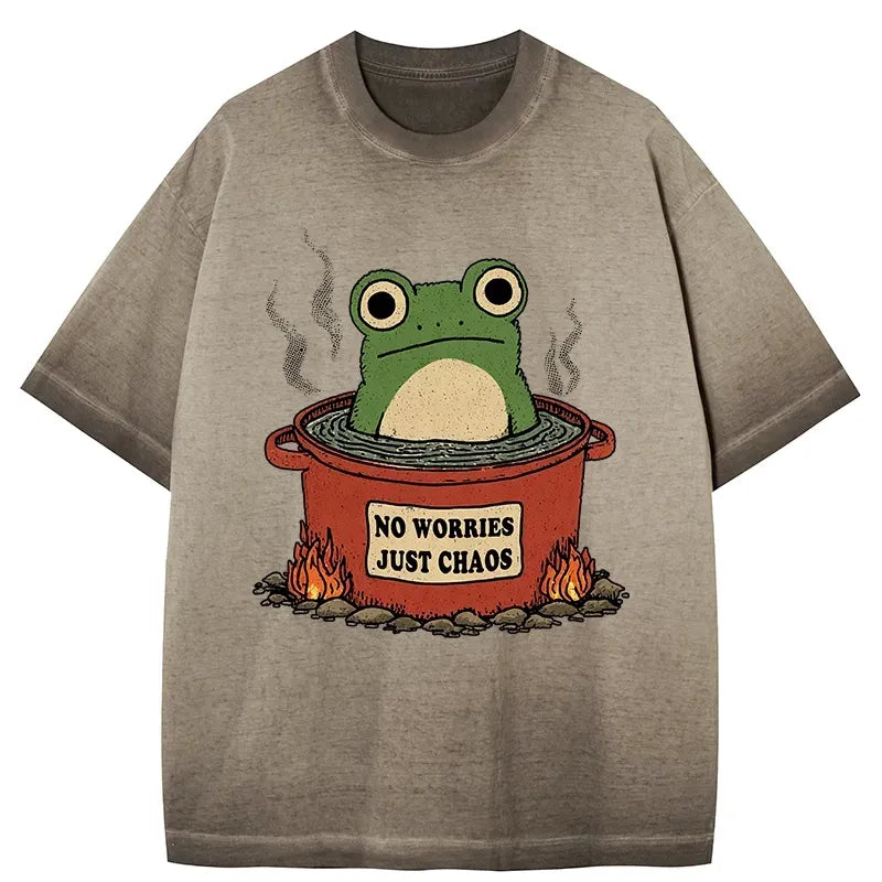 no worries just chaos japanese frog t shirt