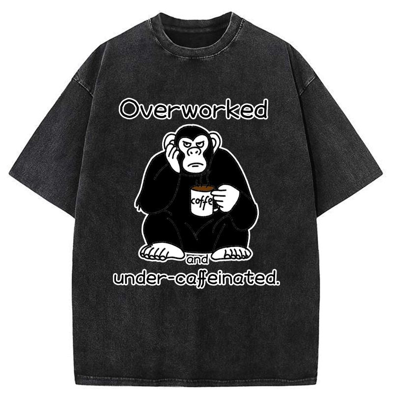 Kyoto-Lion Overworked And Under-caffeinated Washed T-Shirt