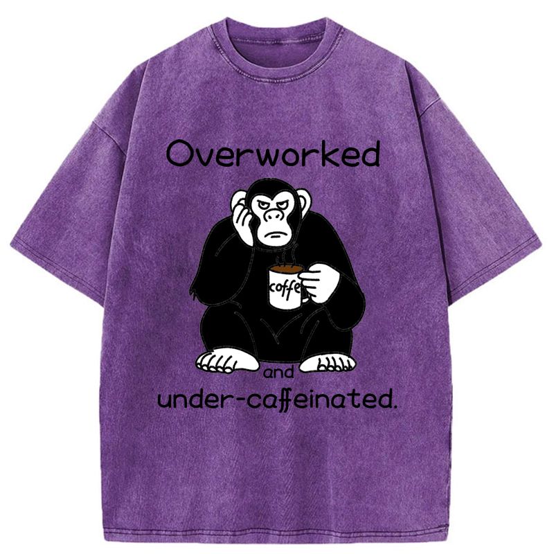 Kyoto-Lion Overworked And Under-caffeinated Washed T-Shirt