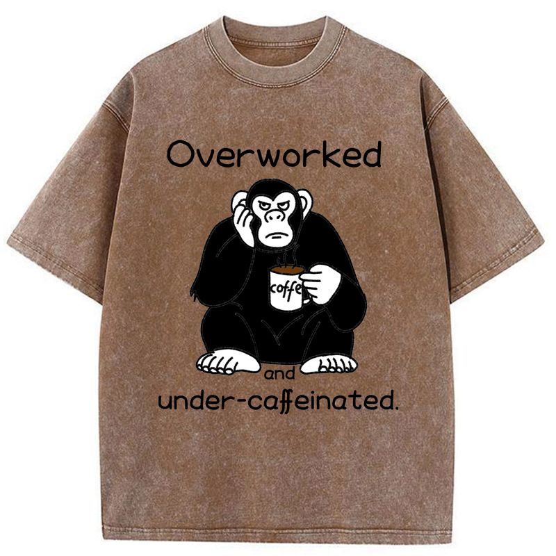 Kyoto-Lion Overworked And Under-caffeinated Washed T-Shirt