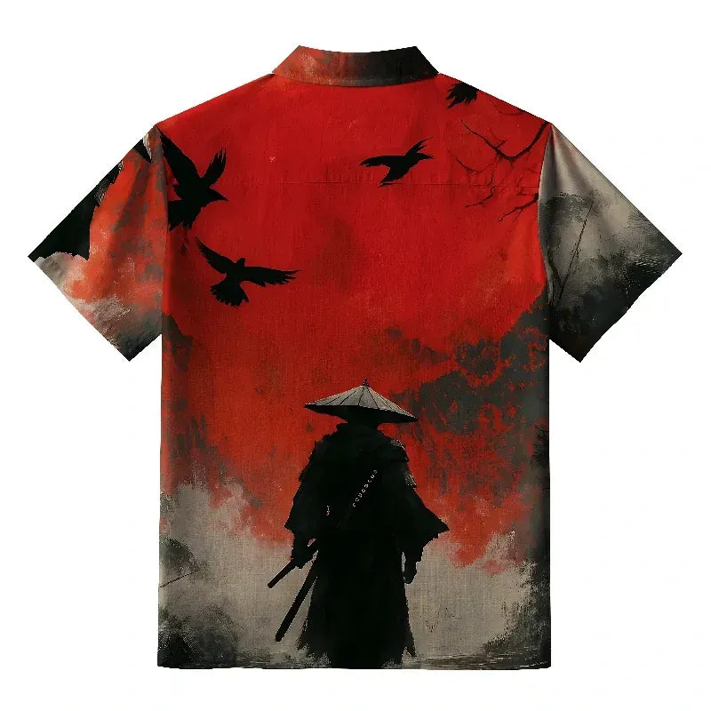 Kyoto-Lion Blood Night Samurai Aloha Hawaiian Shirt