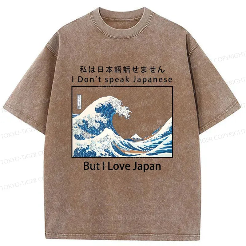 Kyoto-Lion Japanese Retro Wave Washed T-Shirt