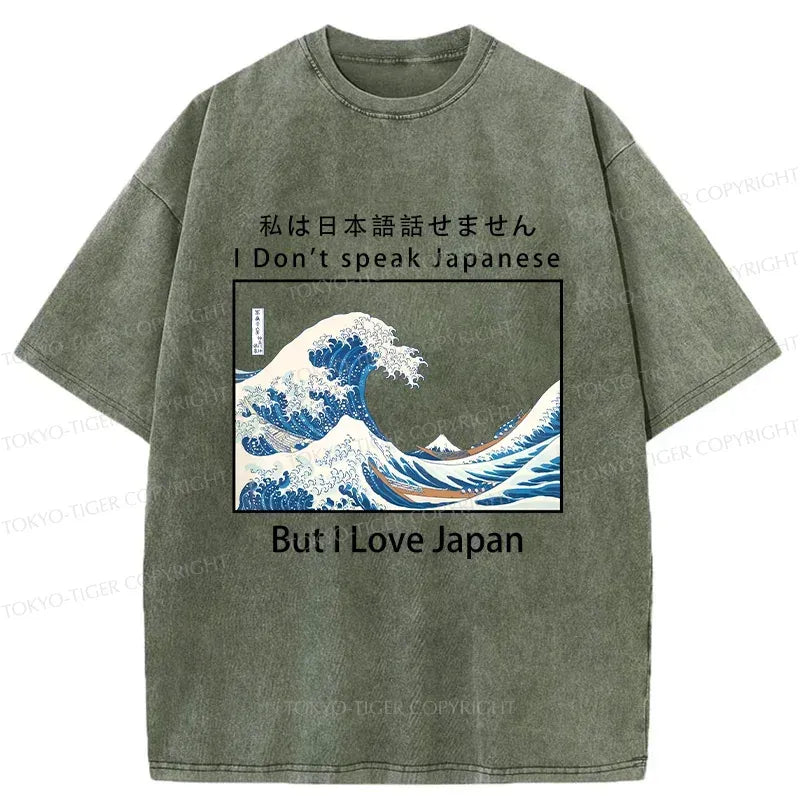 Kyoto-Lion Japanese Retro Wave Washed T-Shirt