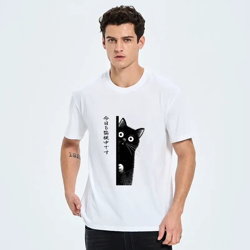 vintage ukiyo-e cat shirt for men
