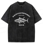 Japanese Vintage Washed T-Shirt for Daily Wear