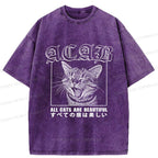 Kyoto-Lion Beautiful Funny Cat ACAB Washed T-Shirt